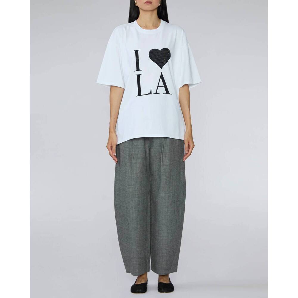 NEW SPRWMN i love la rhinestones top in white